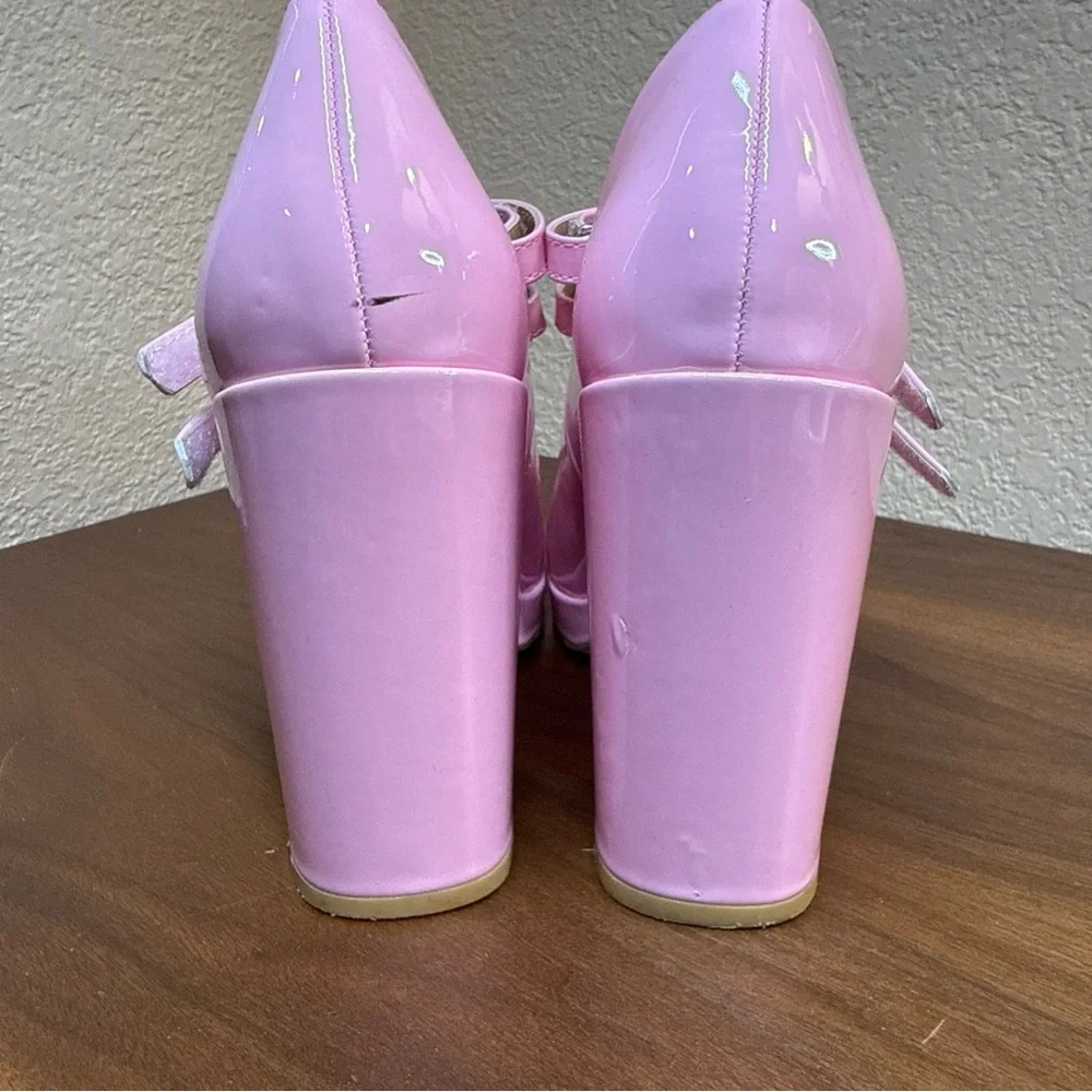 STEVE MADDEN Custom Twice Patent Pink Chunky Heel‎ Platform Mary Jane Pumps 9M